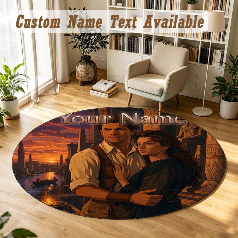 The Mummy Personalized Round Rug Support Custom Name, Soft Home Decor Mat