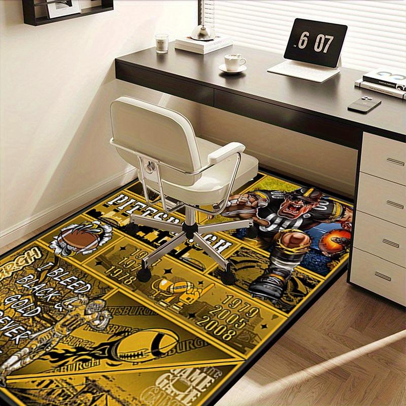 Office Carpet Pittsburgh Steelers Inspired Football Fan Gift Sofa Rug, Chair Mat for Protect