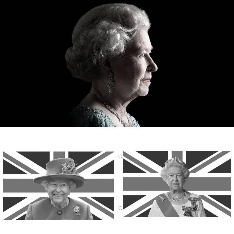 Elizabeth Ii Queen Mourning Flag Polyester Fabric For Tribute And Memorial Display
