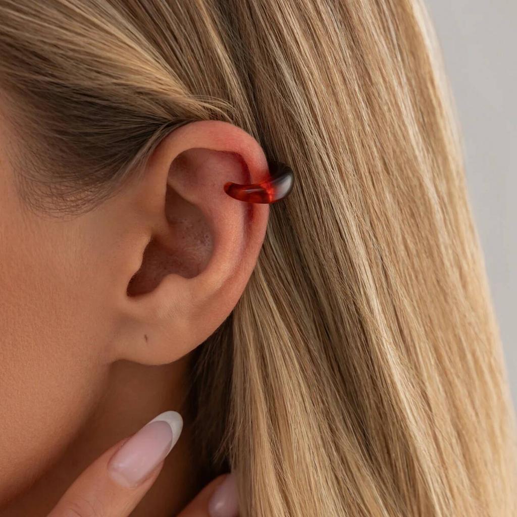 Salircon Минимализм Серьги-клипсы в форме буквы С из смолы и акрила для женщин Ретро Геометрические Серьги без прокола Ушной кафф Аксессуары Y2K