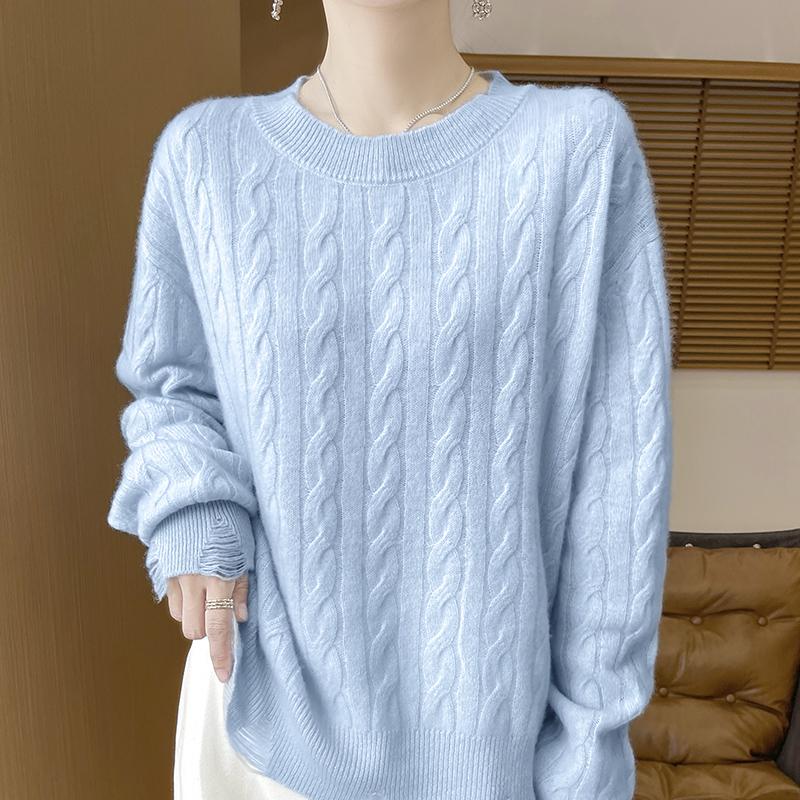 Женский кашемировый свитер Qinghe Cashmere 30% Кашемир 70% Шерсть Осенне-зимний кашемировый пуловер Мягкий и теплый