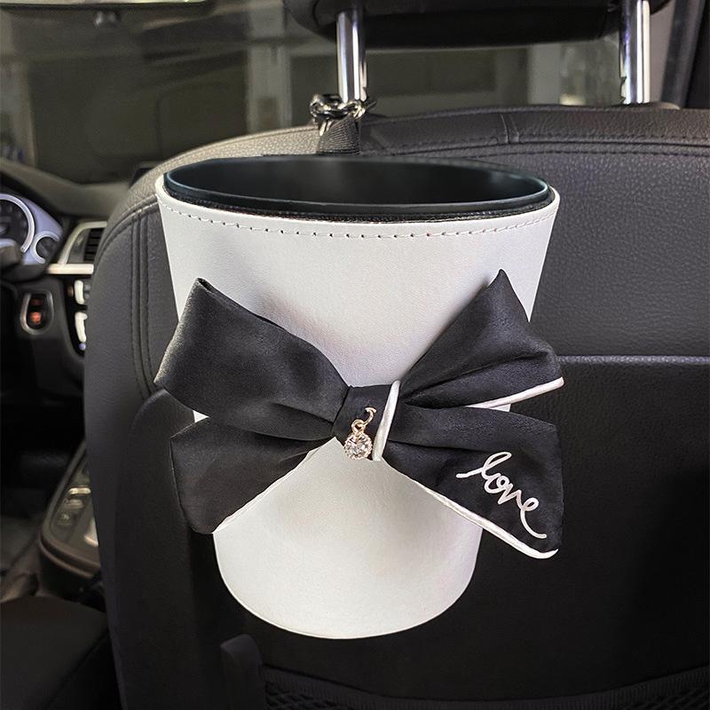 Милый бант автомобильный мусорный бак водонепроницаемый для подголовника заднего сиденья мини-автовыпускной вентиляционный органайзер мусорный мешок для хранения мусора