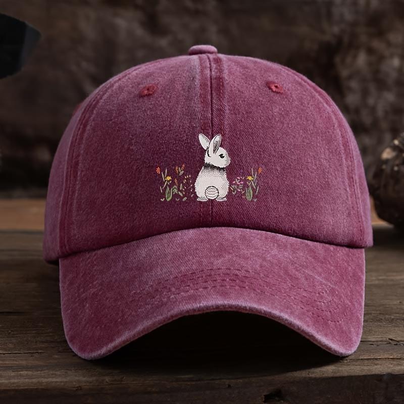 Бейсболка милый кролик цветочный принт легкая текстильная ткань для повседневных и официальных мероприятий отдых на открытом воздухе