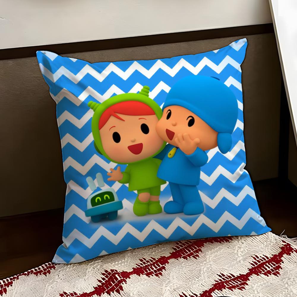 Cartoon Cute PPocoyo Cushion Cover Reversible Soft Durable Pillow Cover Home Car MultiScene Use for Daily Comfort