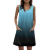Ladies' Casual And Fashionable Round Neck Sleeveless Loose Printing Pocket Dress