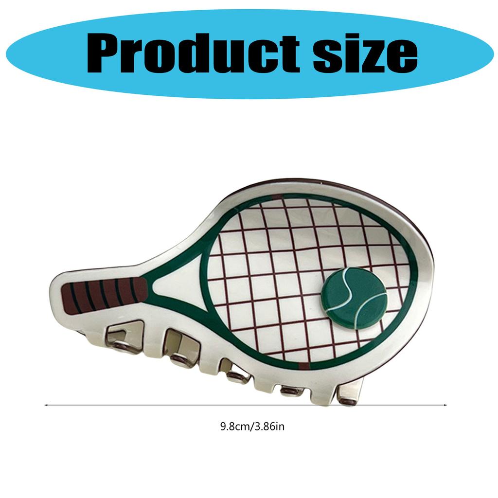 Creative Tennis Racket Hair Clip For Sport Enthusiasts PVC NonSlip Hair Claw Clip Athlete Theme Hair Styling Accessories