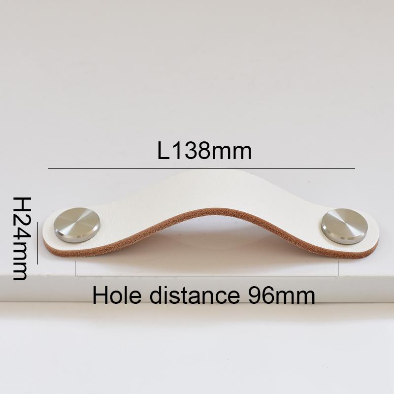 Nordic style Kitchen Furniture Handles Cabinet Pulls Closet Cupboard Wardrobe Door Knobs Thickening Leather Drawer Handle Silver