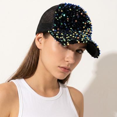 Adjustable Sequins Baseball Cap Shiny Mesh Snapback Caps Elegant Glitter Peaked Cap Role Play Prop