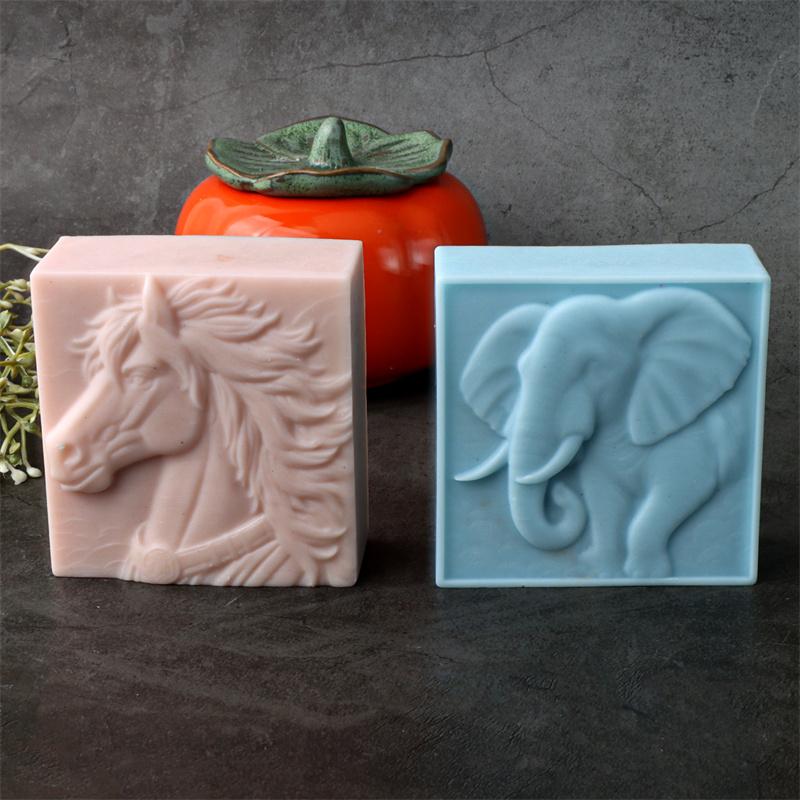 3D Square Animal Horsehead Elephant Silicone Soap Mold DIY Flamingo Tiger Mold Craft Gift Handmade Bath Bomb Making Supplies