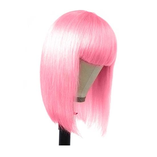Women Short Straight Wig with Bangs Natural Silky Heat Resistant High Temperature Fiber Ladies Bobo Blonde Black Synthetic Hair