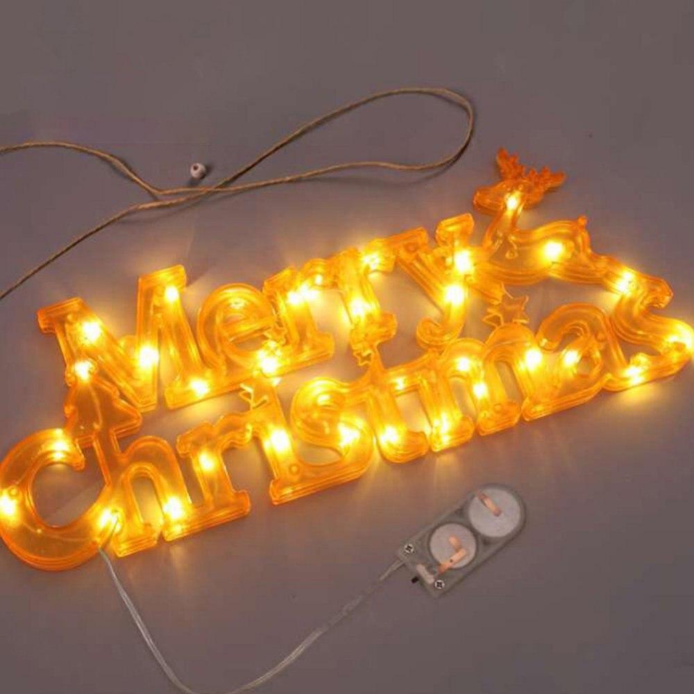 Пластиковый световой знак с Рождеством Христовым, рождественский подвесной орнамент, пластиковое украшение на стену, дверь
