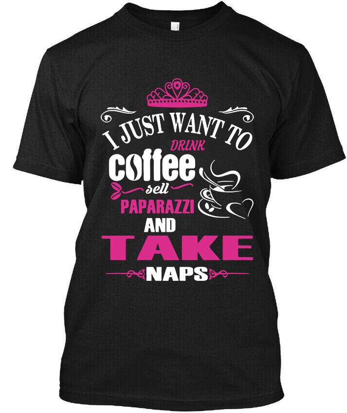 NEW POPULAR! I Just Want To Drink Coffee Sell Paparazzi Logo T-Shirt Size S-4XL Unisex T-Shirt