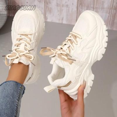 Женские кроссовки весна-осень на платформе спортивная обувь сетчатая дышащая цветная блокировка толстая подошва Tenis Feminino Heighten Zapatos