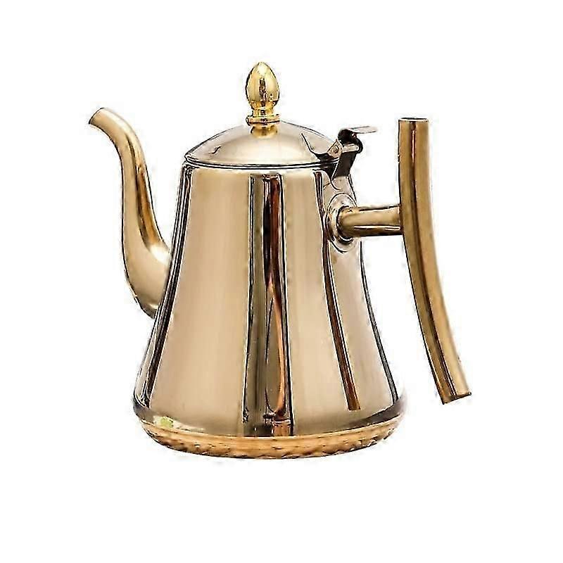 1.5L Gold Stainless Steel Teapot with Filter, Vacuum Insulated Coffee Carafe for Tea