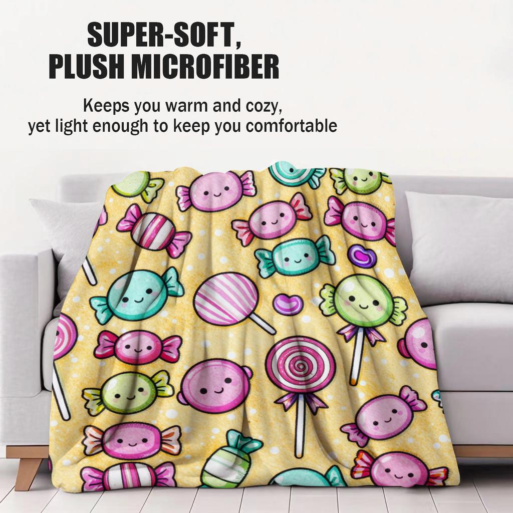 Viral Sweet Style Lollipop Printed Pattern Blanket Soft And Comfortable Small Cover Blanket Suitable For Car Dormitorie Office