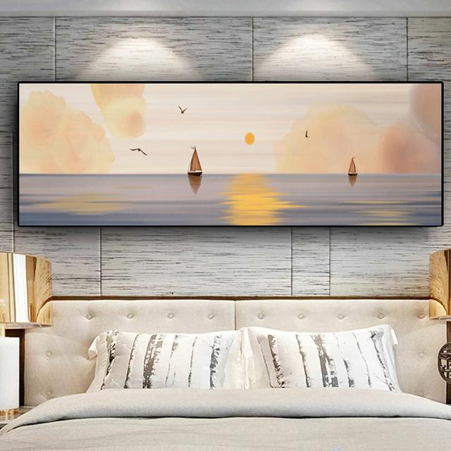 Natural Abstract Boat Landscape Oil Canvas Painting Cuadros Posters and Prints Scandinavian Wall Art Picture Home Decor No Frame