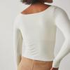 Женский осенне-весенний топ с глубоким вырезом и квадратным вырезом, приталенный крой с длинным рукавом