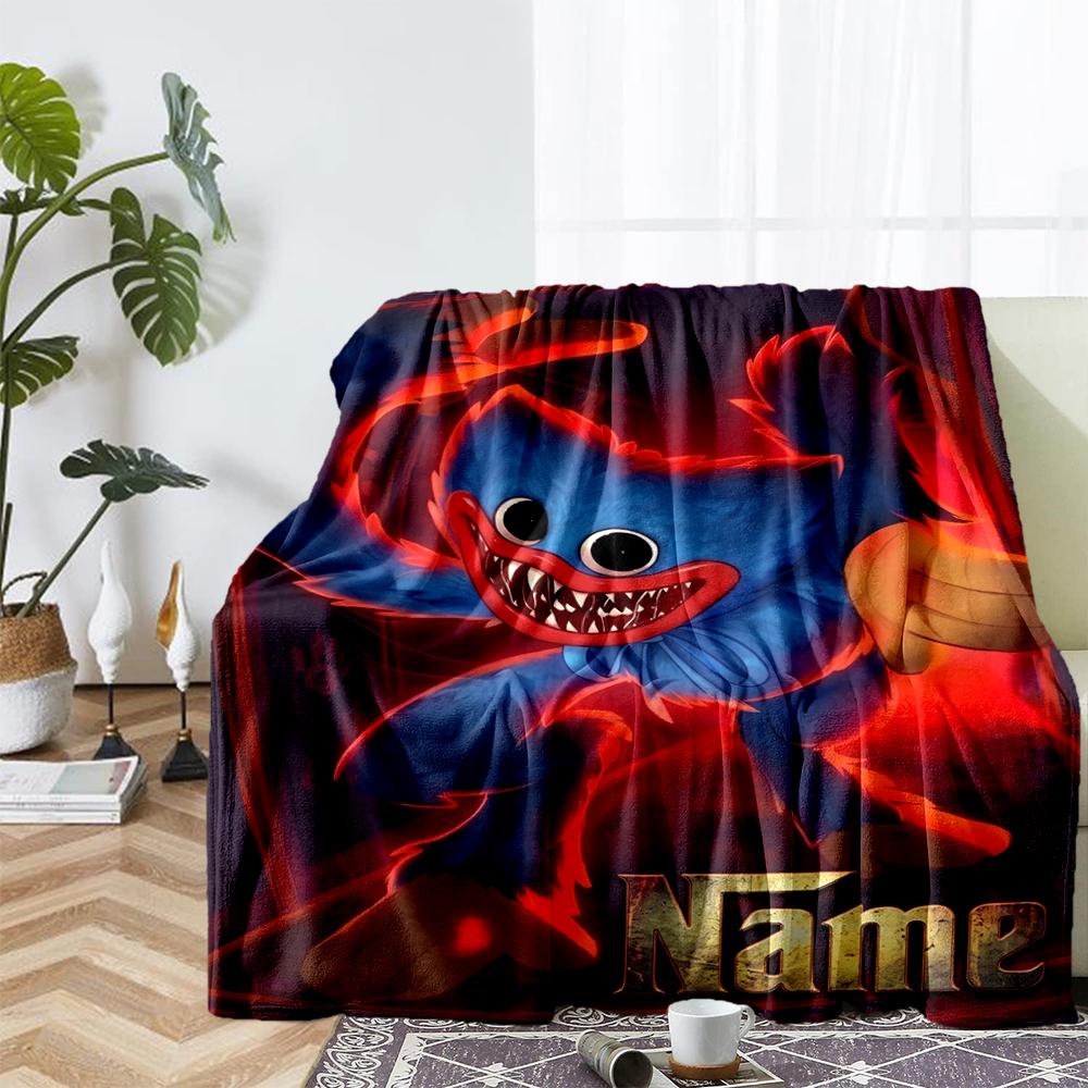 Custom Name Huggy Wuggy Theme Printed Blanket - Perfect for Couch, Bed, Travel & Outdoor Use | Machine Washable, Cozy & Durable.