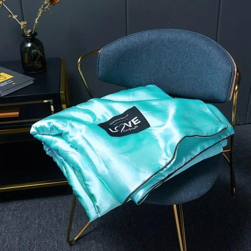 4 STYLES 1pc Silky Cooling Silk Blanket Thin Quilt Smooth Blankets Solid Comforter Bed Cover Single/Queen/King Size