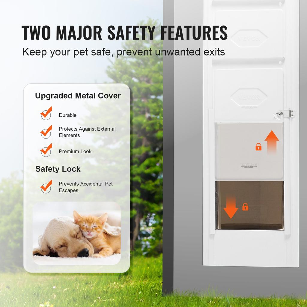 VEVOR Dog Door for Sliding Glass Door, 75 7/8"-80 11/16" Adjustable Height Doggy Door for Sliding Doors