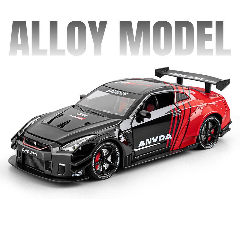 1/24 Сильвия Gtr Gt-R R35 Сплав Спортивный Автомобиль Модель Литье под Давлением Металл Гонки Транспортные Средства Авто Модель Звук и Свет С Распылением Детская Игрушка Подарок
