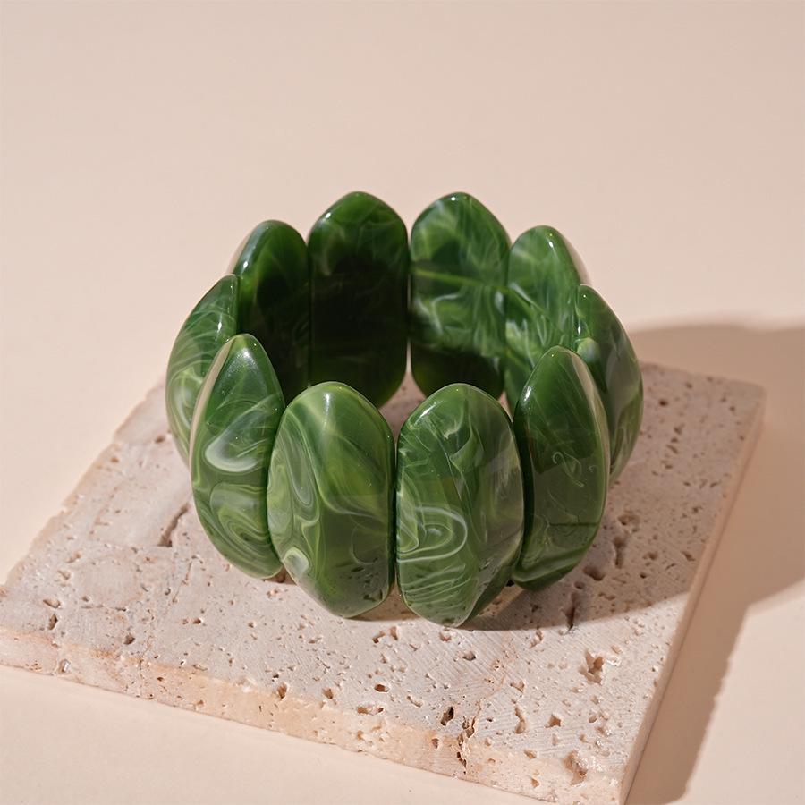 European and American Fashion High-End Marbled Acrylic Bangle Bracelet - Women's Versatile Hand Jewelry