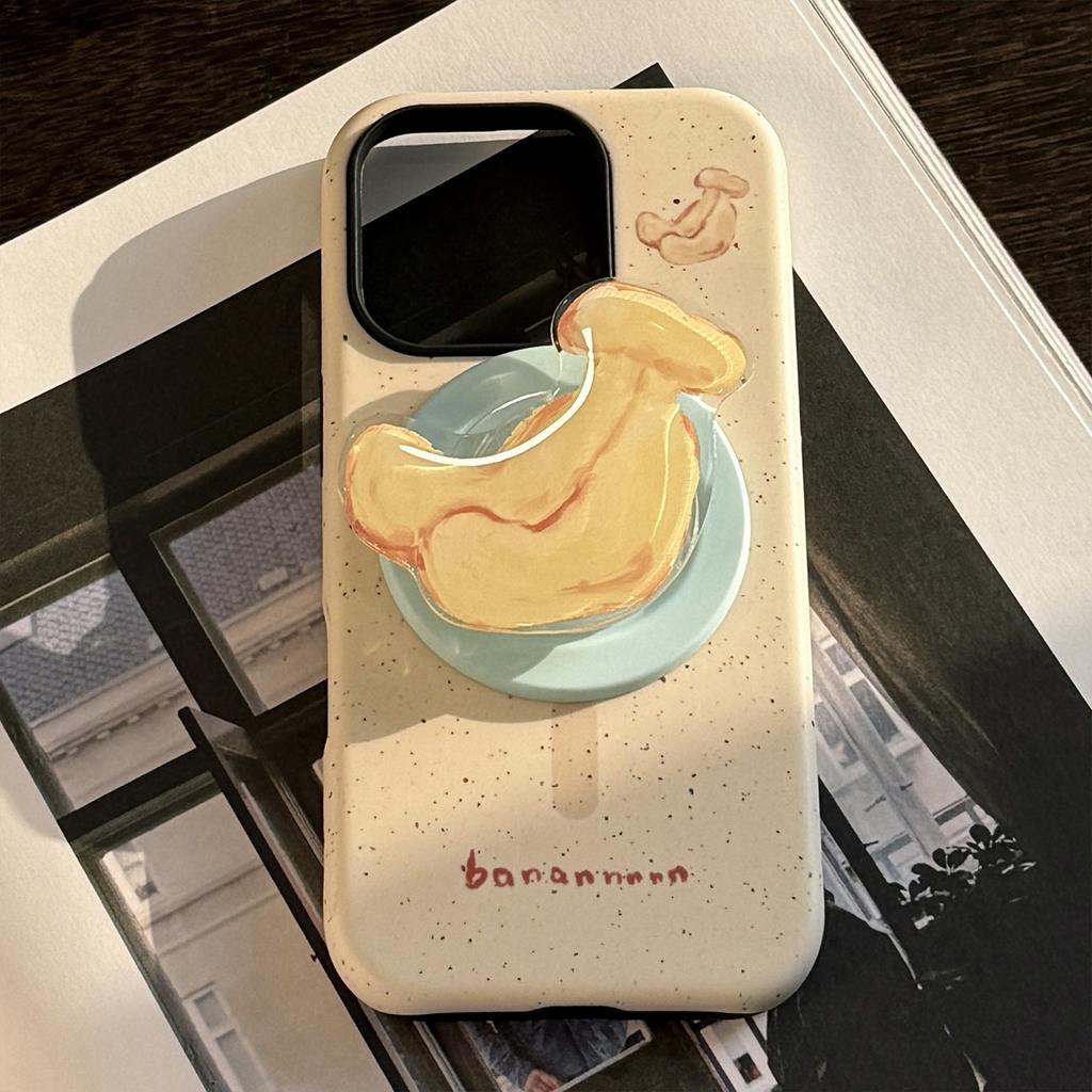 Magnetic Bracket IPhone16promax Mobile Phone Case Apple Banana Fruit 14 Suitable for 13 Film 15 Korean 11