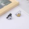 2PCs Cute Black White Cat Brooch Cartoon Animal Lapel Pin Jewelry Gifts Badge Clothes Backpack Accessories