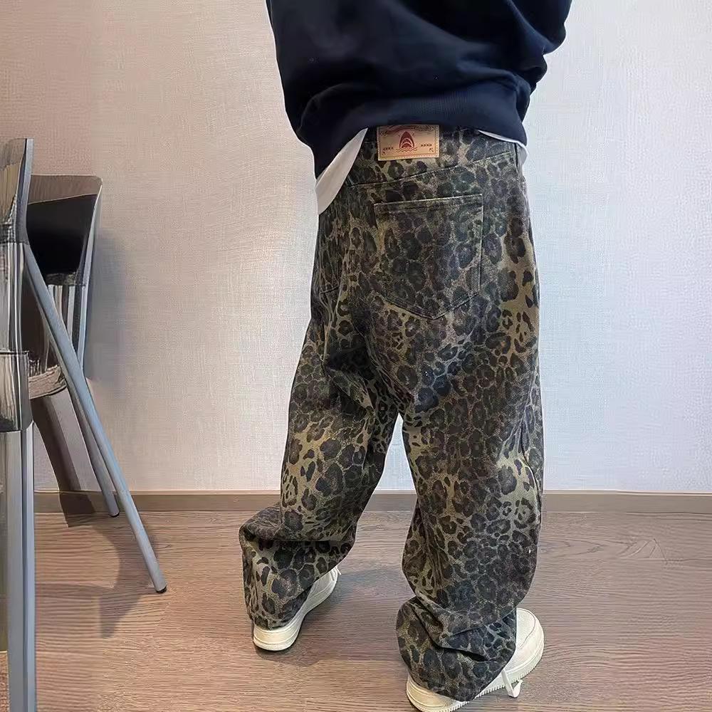 2023 Fall/Winter Men's Retro Leopard Print Workwear Pants - Loose, Casual & Versatile