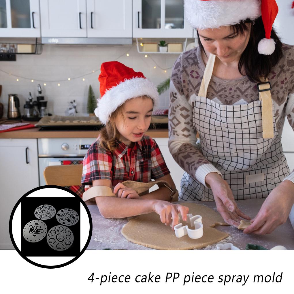 4 шт. Форма для торта Праздничные конфеты Желе DIY Изготовление спреев Трафареты Главная Отель Кафе Кухня Помадка Выпечка Гаджеты
