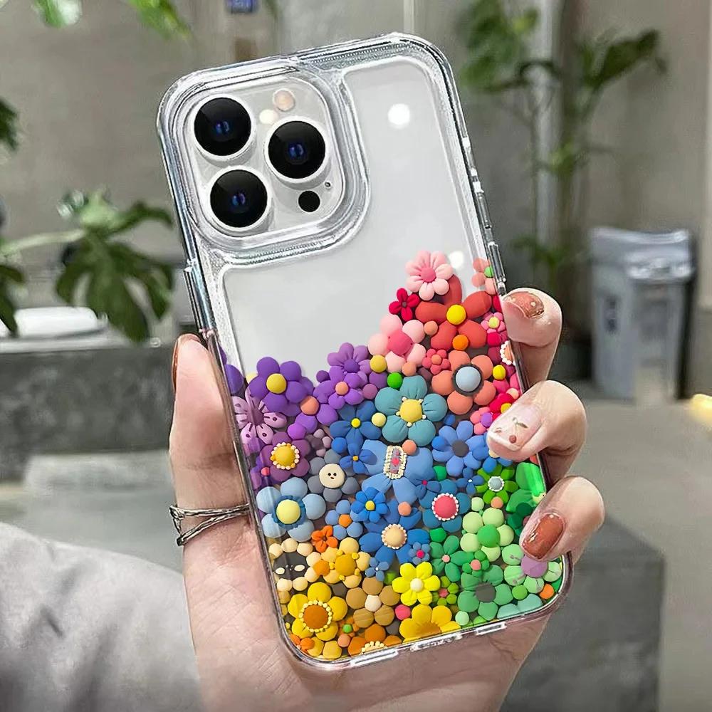Красочный чехол для телефона с цветами для iPhone 15 Pro чехол для iPhone 11 13 12 14 Pro Max XR XS X 7 8 Plus SE прозрачный ударопрочный pr