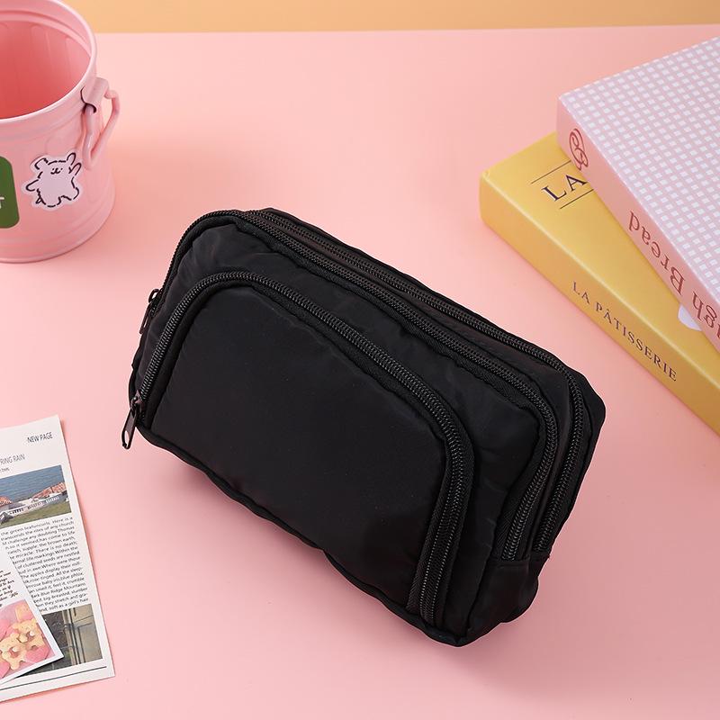 Трехслойный пенал большой емкости с окошком - японская сумка для канцелярских принадлежностей, простой стиль