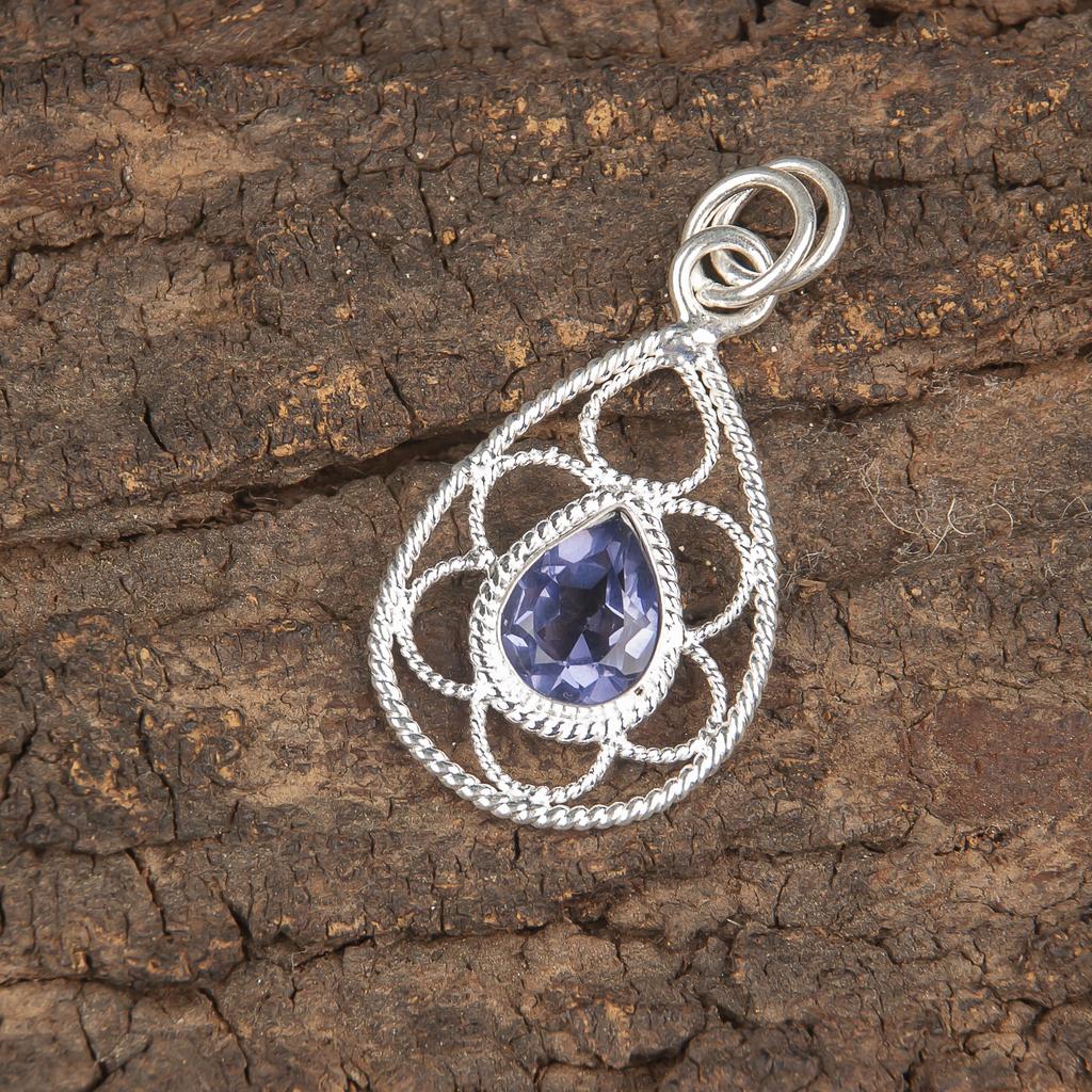Подвеска из иолита, 925 пробы, кулон из чистого серебра, ювелирные изделия ручной работы с драгоценными камнями, подарки для жены, абсолютно новый кулон