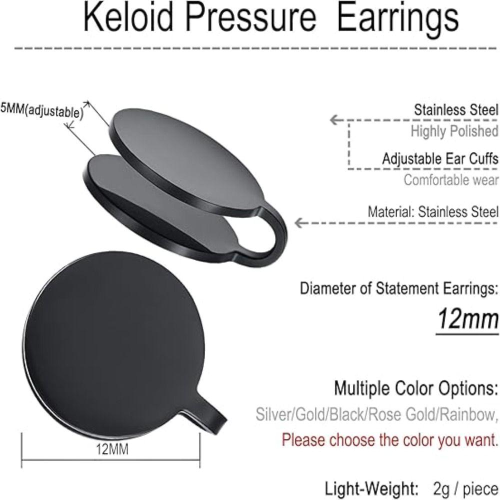 Серьги-клипсы из нержавеющей стали для давления на келоид черного цвета, компрессионные серьги для уменьшения отека