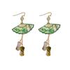 Leaf Fan Shaped Drop Earrings Tassel Exaggerated Long Earrings Chinese Style Earrings  Party