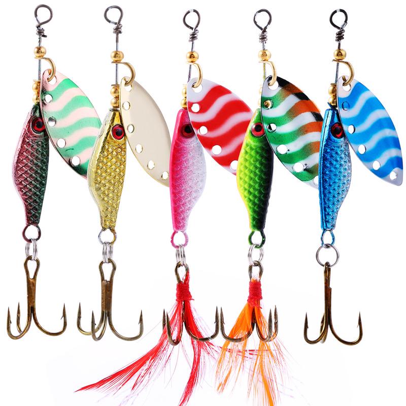 Fishing Lure Spinner Spoon Lure Rotating Metal Sequins Bait Hooks Wobbler Crankbait Fishing Tackle