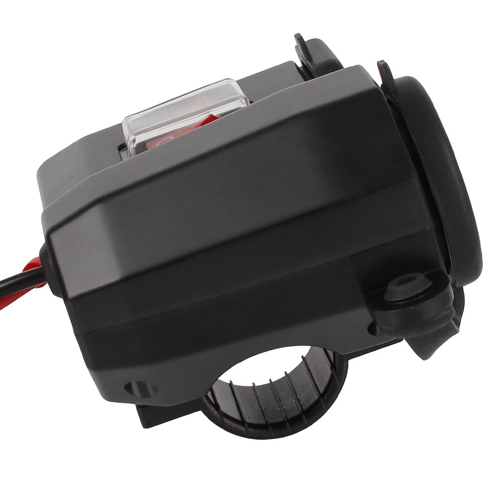 Motorcycle Handlebar Charger Independent Switch 5V 2.1A Adapter Power Supply Dual USB Port Cigarette Lighter Socket for Phone