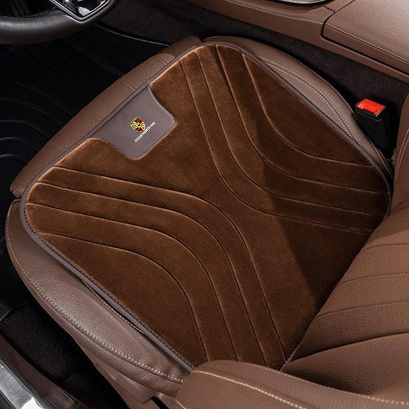 Автомобильная подушка на сиденье Утолщенная Изоляционная Фланелевая Плюшевая Подушка на Сиденье Для Porsche Macan 911 718 Taycan Panamera Cayenne Boxster Cayman