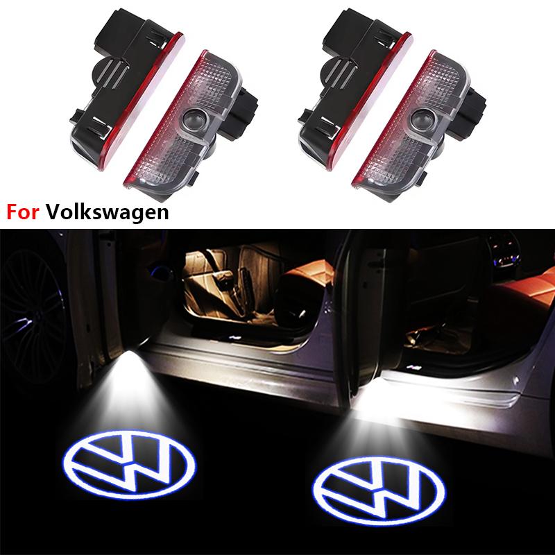 2Pcs LED Car Door Projector Welcome Ghost Shadow Light For VW Touareg Golf 5 6 7 Passat B6 B7 B8 B9 MK6 MK7 R GTI Accessories