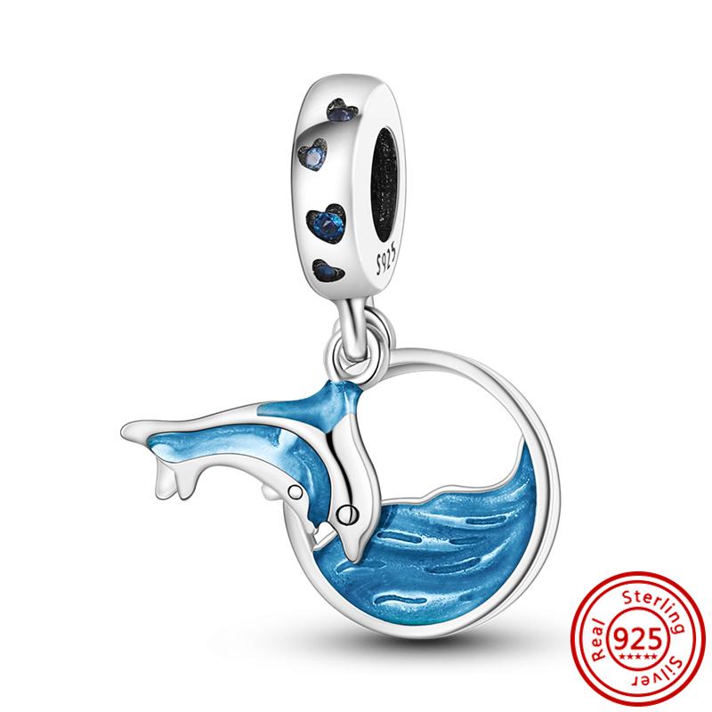 925 Silver Charms Bead Elephant Dolphin Shell Charm Bead Pendant Fits Bracelet Womens Jewelry Gifts