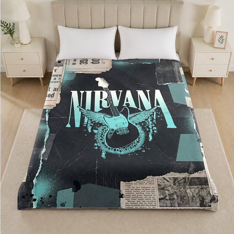 Фланелевое одеяло с принтом Nirvana, уютное, легкое, плюшевое покрывало для кровати, дивана, домашнего использования