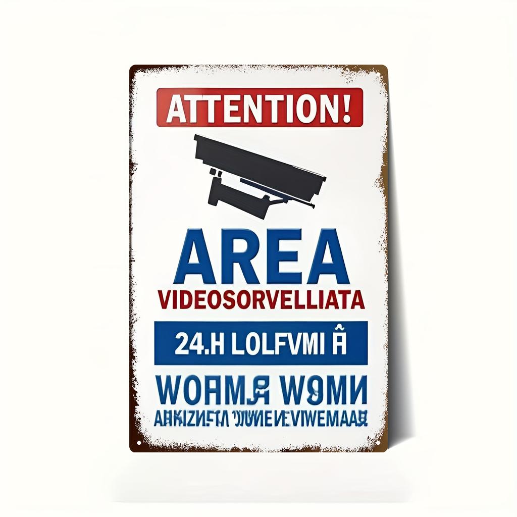 Attention Video Surveillance Area Signs Vintage Metal Art for Nings to Create a Safe Space Suitable for Garages for Man Ca