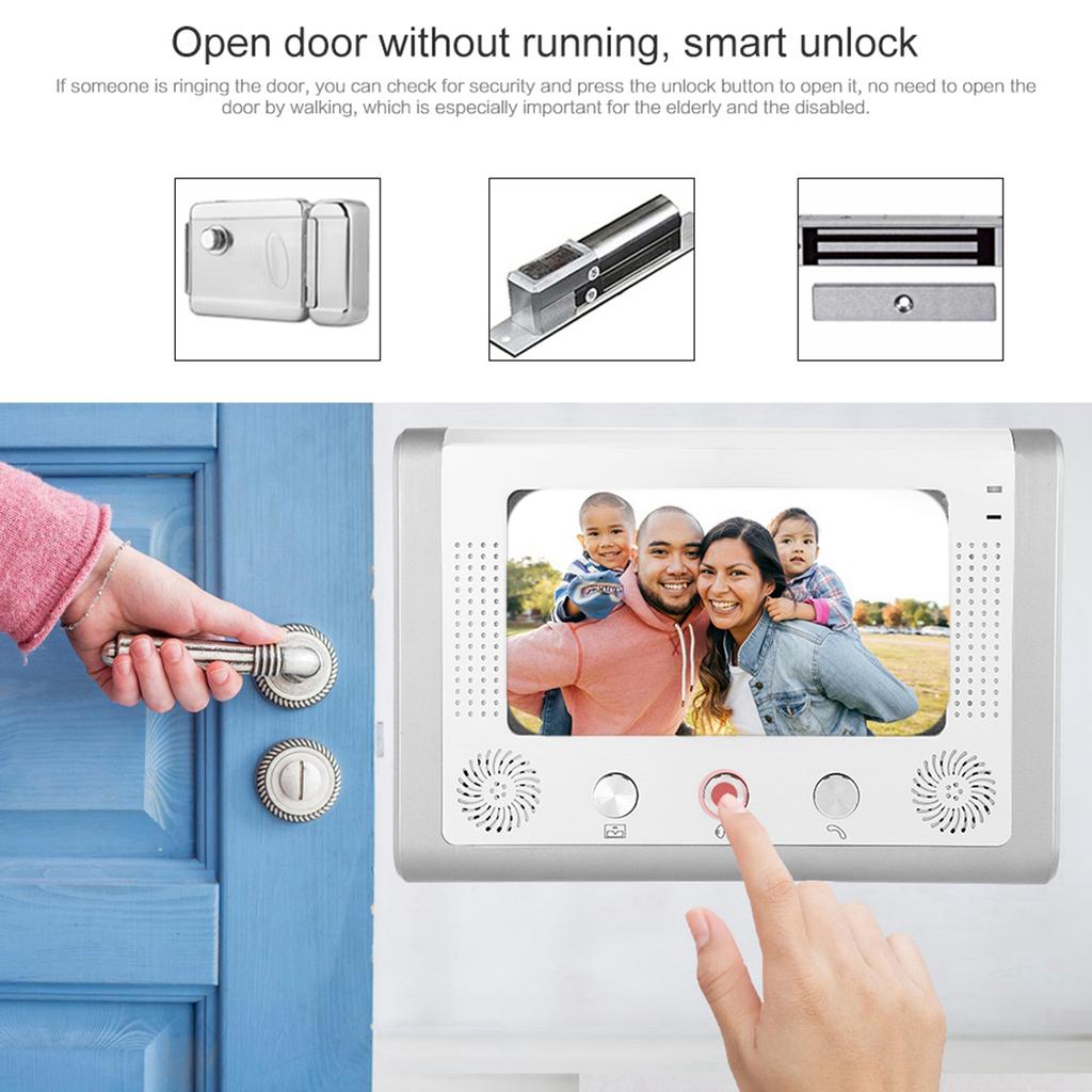 7-дюймовый проводной цветной TFT-LCD экран ИК ночное видение видеодомофон дверной звонок дверной телефон