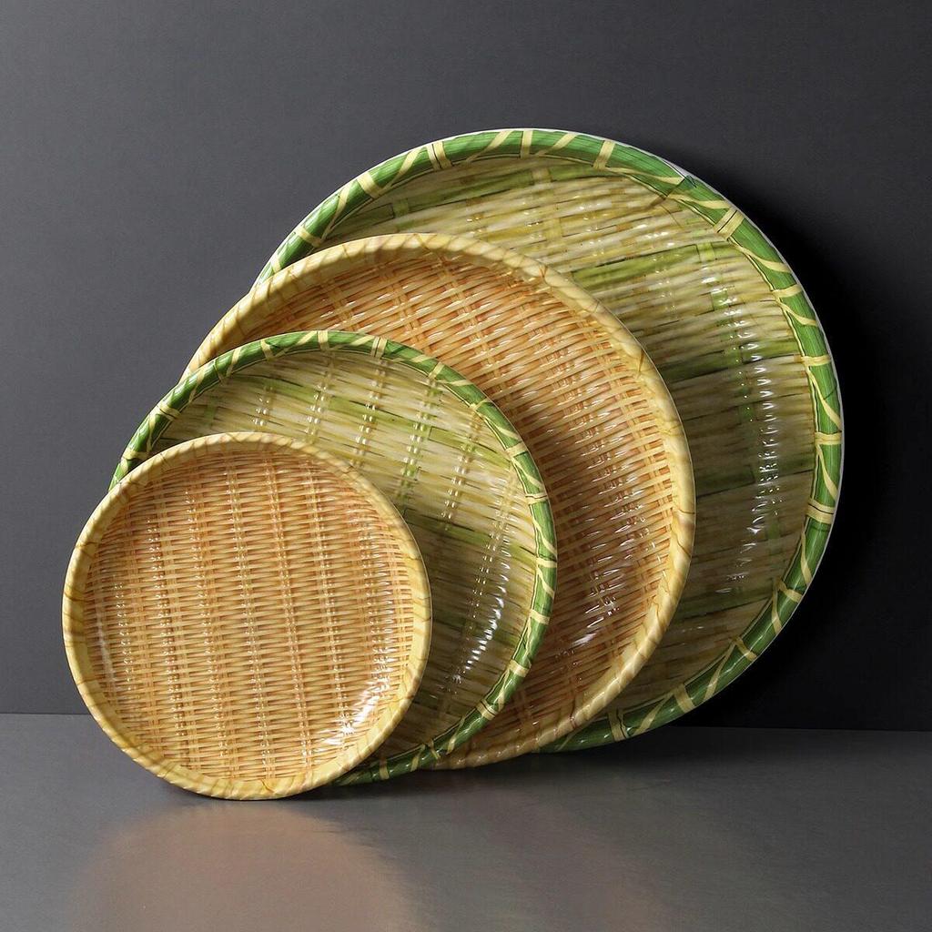 Меламиновый поднос в бамбуковом стиле с плетением – Креативная тарелка для кейтеринга для хот-пота и сашими