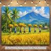 Exotic Tropical Paradise Tapestry Wall Hanging Art Print Mural Background Decor Southeast Asia Harvest Village Scene Palm Tree M