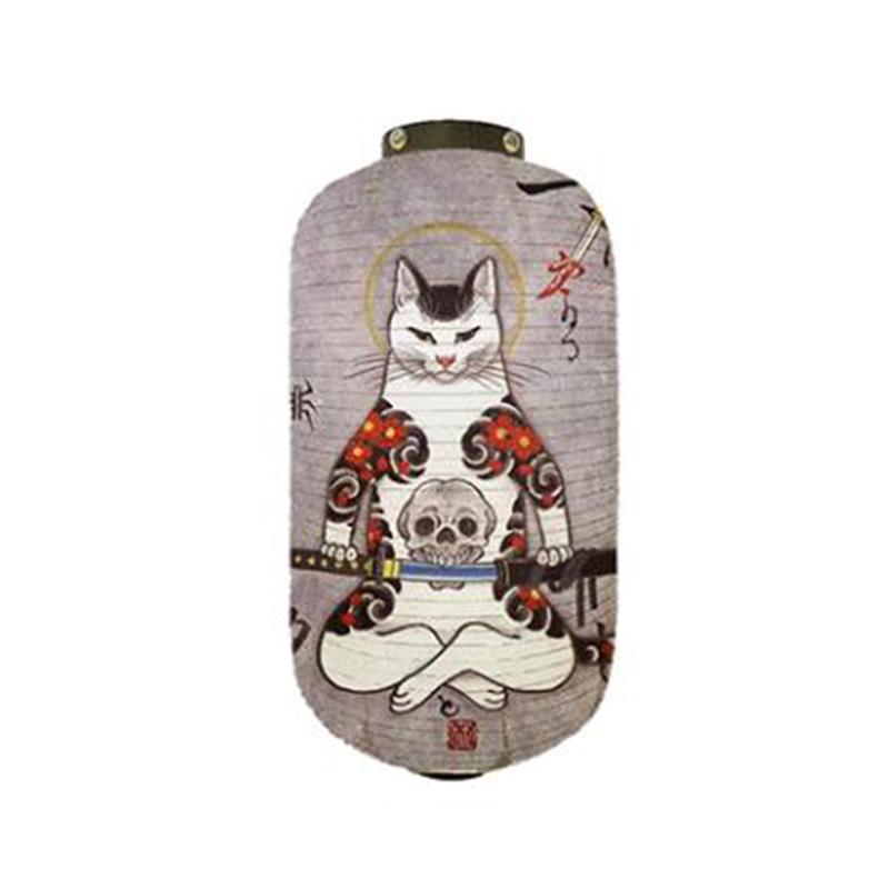 Japanese Style Samurai Cat Hanging Lamp Party Decor Gothic Samurai Cat Lantern Restaurant Izakaya Sushi Shop Advertising Sign