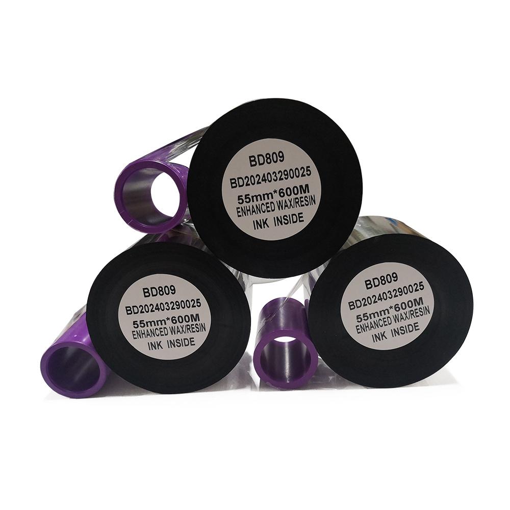 4.33\" X 984' Thermal Transfer Resin Enhanced Wax Ribbon 1/2\" Core Barcode Ink Out Compatible for Label Printing