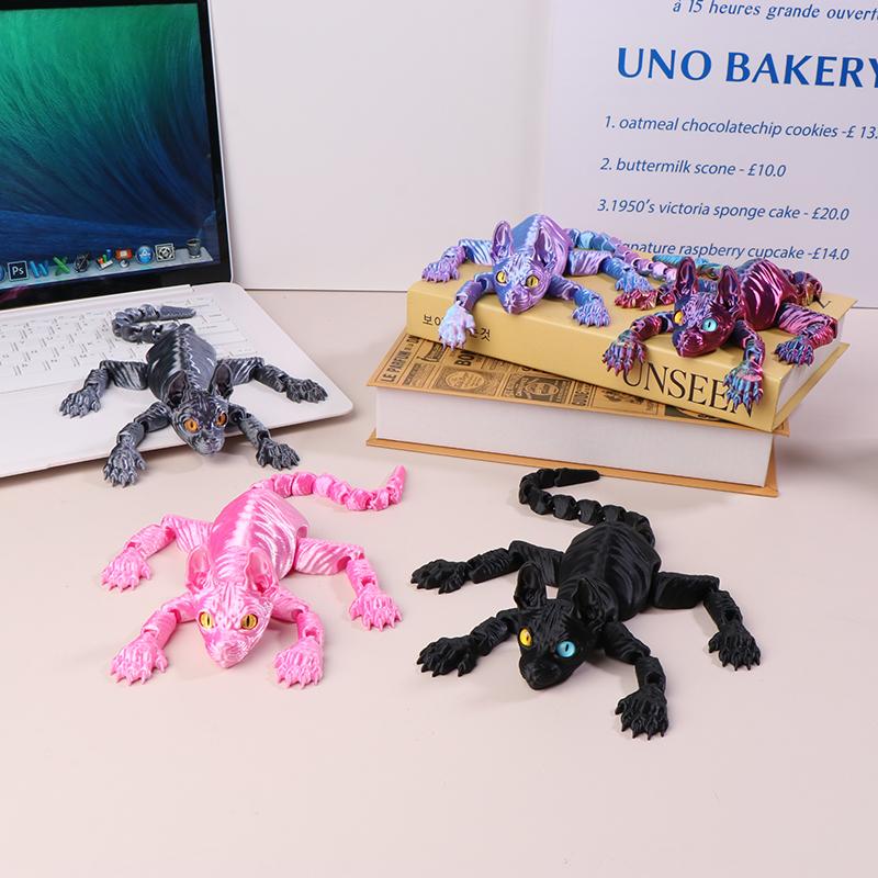 3D-печатный кот-сфинкс 3D-печатные игрушки для животных Реалистичные фигурки лысых кошек Шарнирные игрушки для кошек Милые игрушки для котят для любви к кошкам