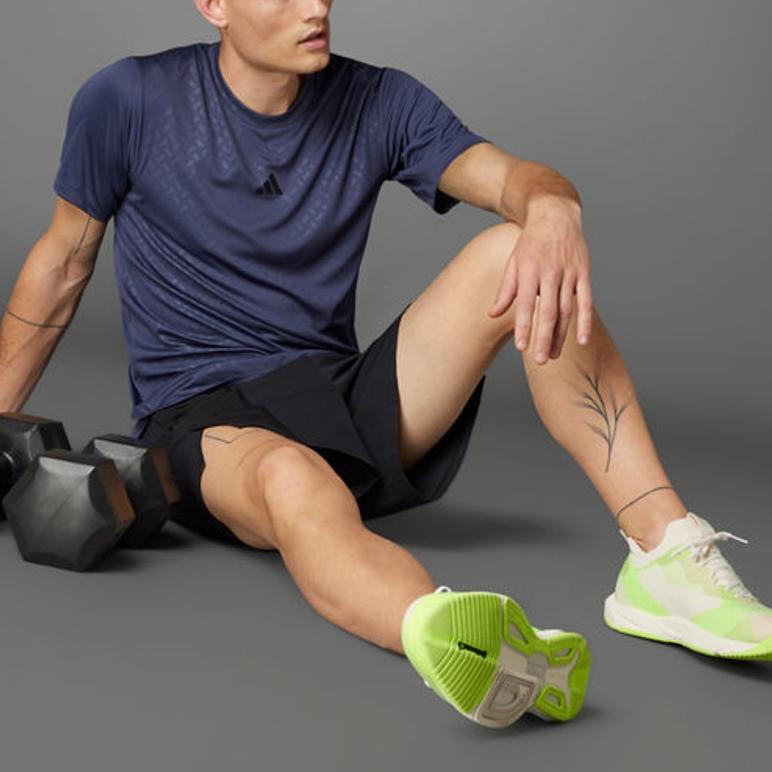 Adidas Power Workout T-Shirt Round Neck Quick-Dry Sports Fitness Short Sleeve Men Tops Dark-Blue Black JH3652