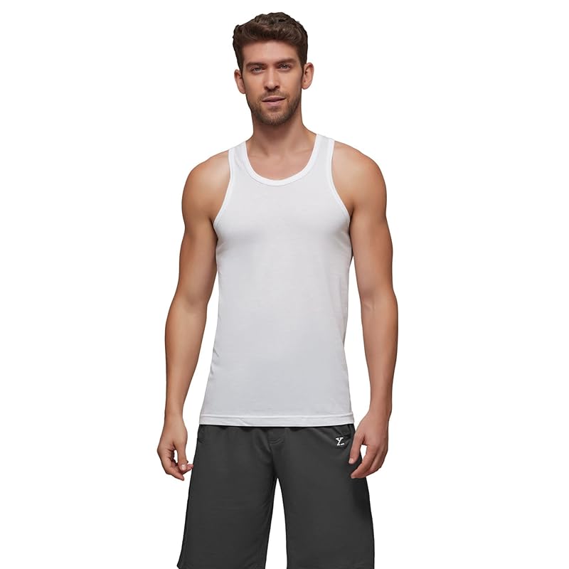 XYXX Men's Ace Premium Cotton Modal Round Neck Vest Pack of 2 (White;White; M)